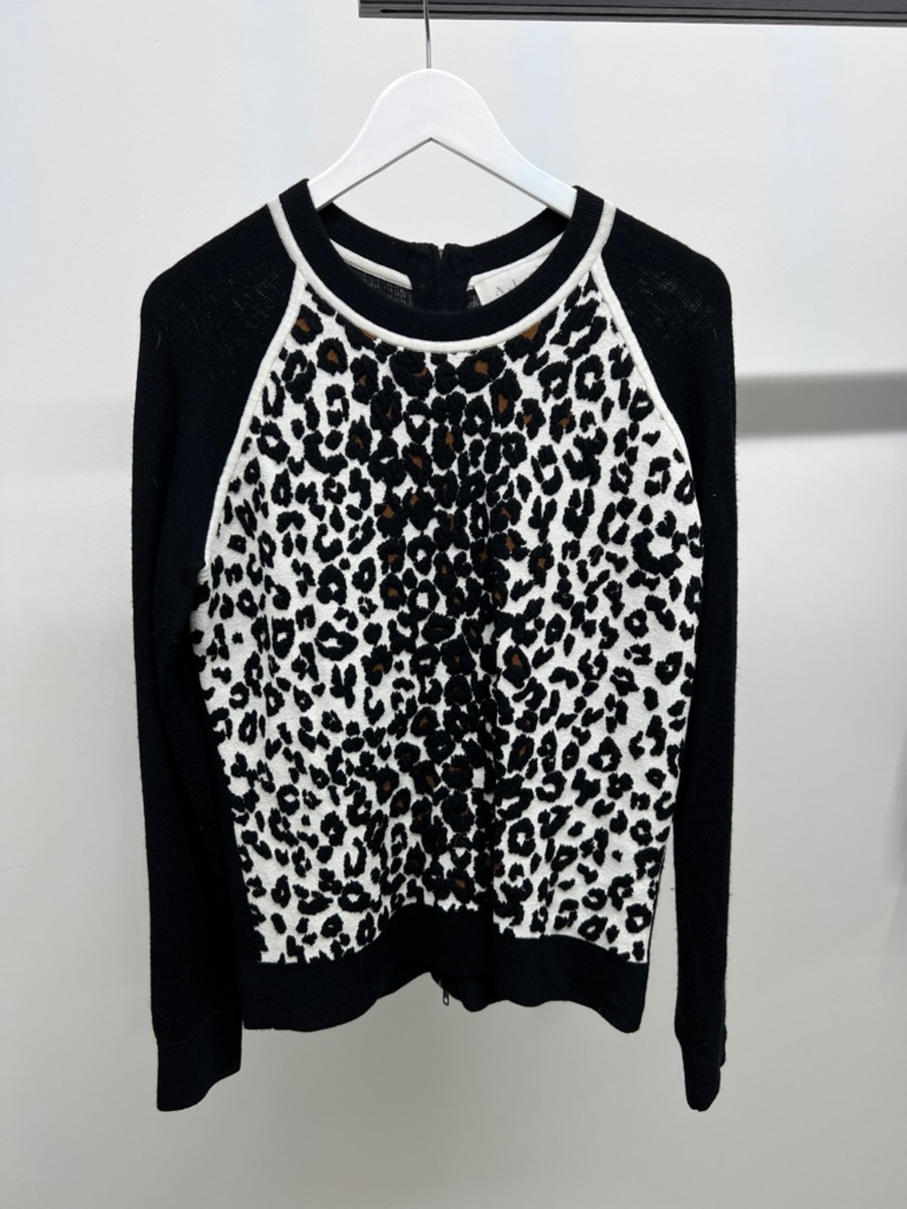 A.L.C. Black White Leopard Crewneck Sweater